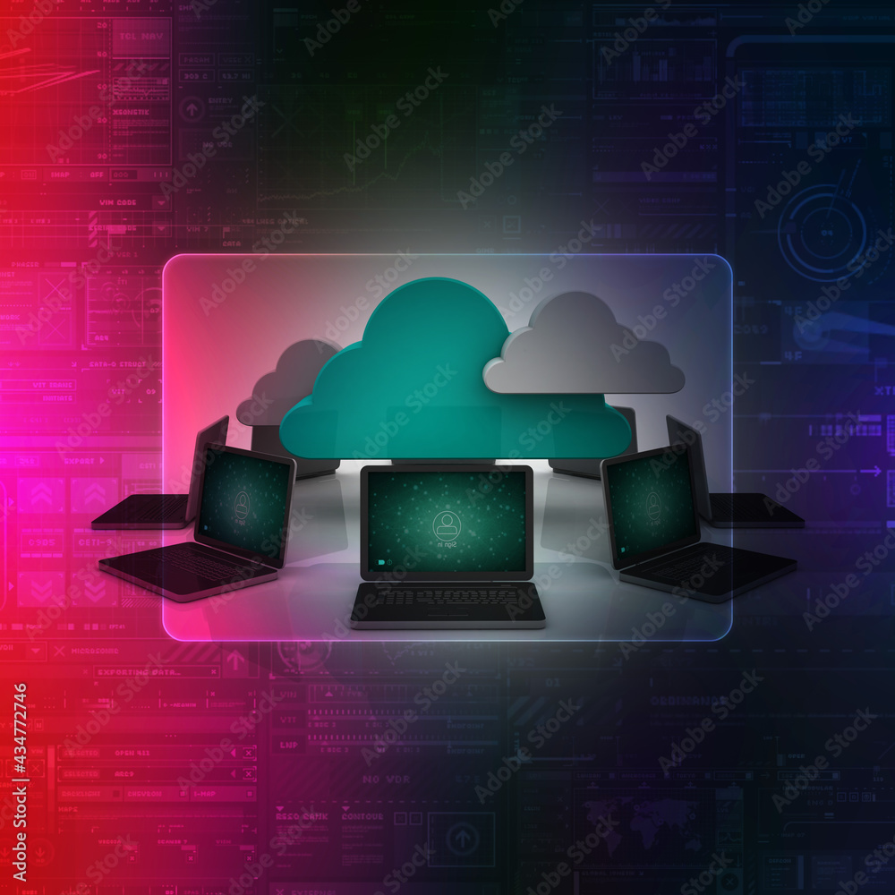 Poster 3d rendering technology computer network