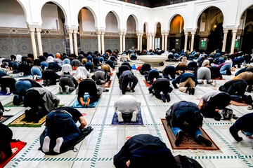 First friday prayer at the Paris Great Mosque after COVID-19 lockdown. Paris, France.