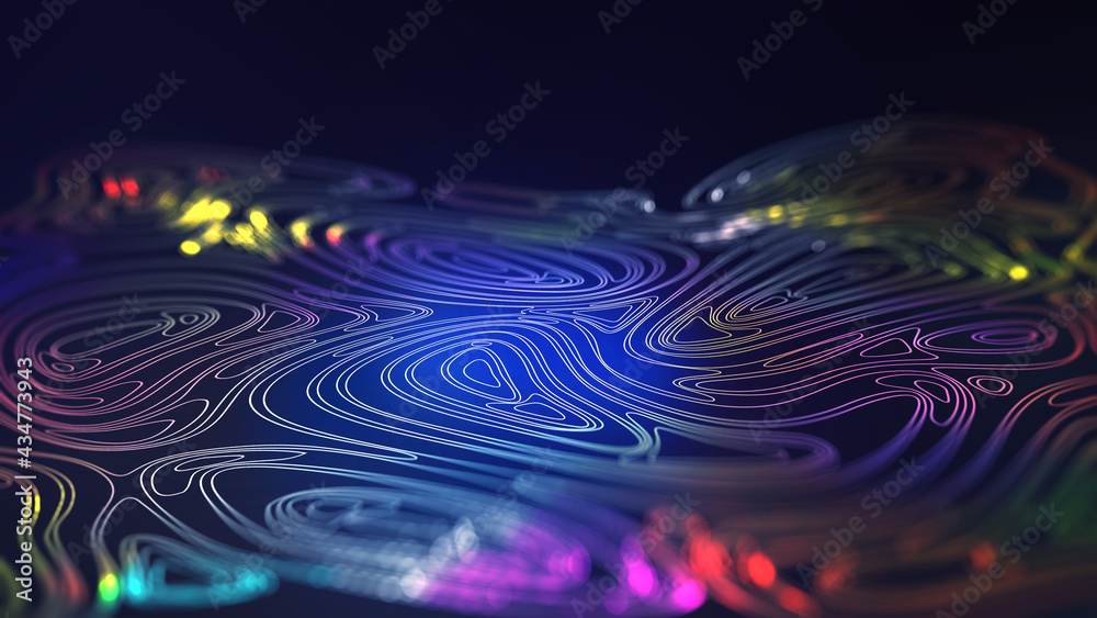 Leinwandbilder Big data, digital field, wireless communication systems. Business and digital technologies. Data flow in a secure system. Analytics and strategy of innovative. 3D illustration of network structures