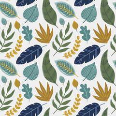 Tropical seamless pattern. Beautiful summer background. Hand drawn vector illustration.