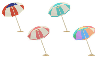 Set of colorful beach umbrellas