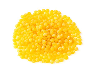 handful of uncooked ptitim closeup on white