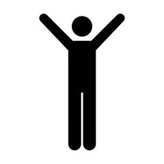 Raised arms icon vector male person open hands symbol in a flat color glyph pictogram illustration