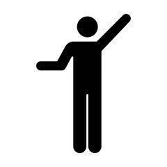 Raised arms icon vector male person open hands symbol in a flat color glyph pictogram illustration