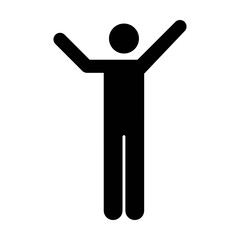 Open arms icon vector male person raised hands symbol in a flat color glyph pictogram illustration