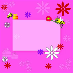 frame with flowers and bees