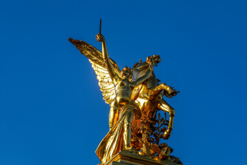 Statue on Alexander III bridge, Paris, France.