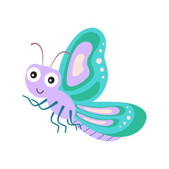 vector illustration with cartoon butterfly isolated on white
