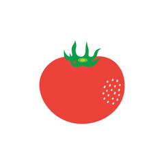 vector illustration with cartoon tomato isolated on white