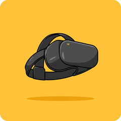 Realistic virtual reality glasses black color,flat design on yellow background,for icon logo presentation and info graphic.