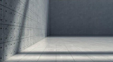 Abstract empty concrete wall with lights and shadow, Blank space room rough floor. 3d rendering