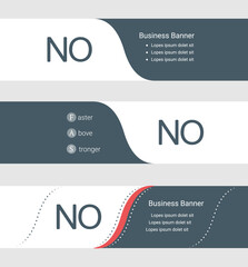 Set of blue grey banner, horizontal business banner templates. Banners with template for text and no symbol. Classic and modern style. Vector illustration on grey background
