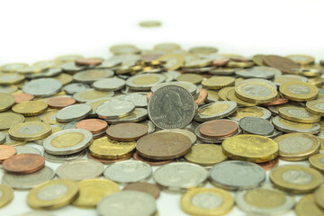 Coins of different countries and different denominations