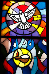 Stained glass in Saint Anthony of Padua franciscan church in Sarajevo, Bosnia & Herzegovina