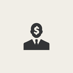 Businessman with symbol of money icon graphic design vector illustration