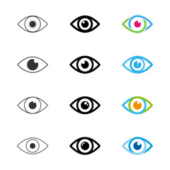 Eyes icon set. Eye symbol collection. Vector illustration isolated on white background.