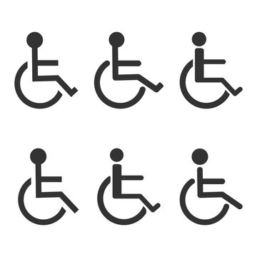 Disabled handicap icon set. Wheelchair parking sign collection. Vector isolated on white