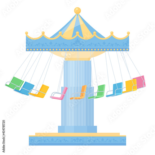 かわいい空中ブランコのイラスト 遊園地 Wall Mural Wallpaper Murals ふわぷか