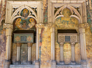 Graves in a church