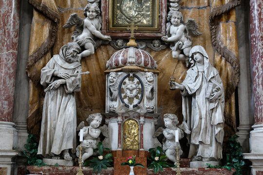 Altar by Venetian artist Francesco Cabianca in St. Claire catholic church, Kotor, Montenegro.