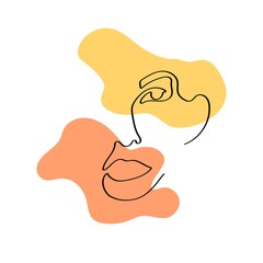 Female face line on a white background.