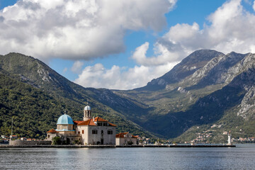 Fototapeta na wymiar Our Lady of the Rocks church on an islet, Perast, Montenegro