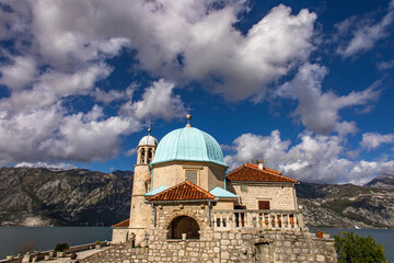 Fototapeta na wymiar Our Lady of the Rocks church on an islet, Perast, Montenegro