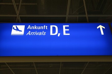 Arrivals sign - Frankfurt Airport
