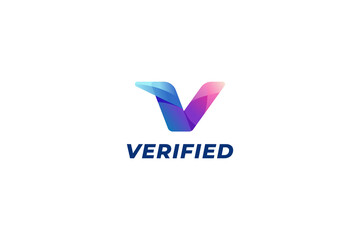 Letter v colourful check mark verification logo