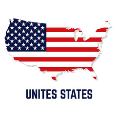 Isolated map with flag of United States Vector illustration