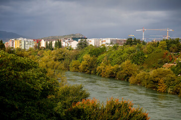 Fototapeta na wymiar Moraca river in Podgorica, Montenegro.