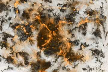 Fluid liquid art background. Orange alcohol ink pattern, outer space wallpaper, hot lava concept. exoplanet ocean