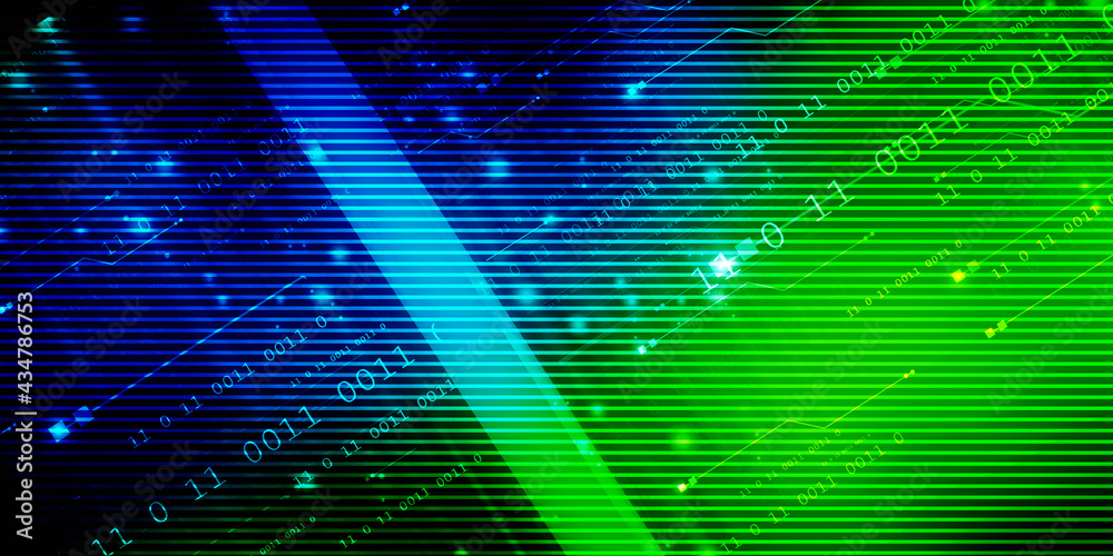 Poster 2d illustration abstract digital binary data on computer screen