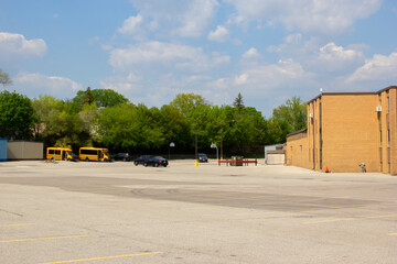 Empty school parking lot