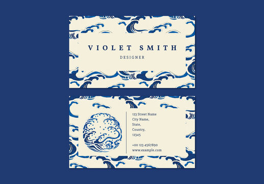 Japanese Wave Pattern Name Card Teamplate
