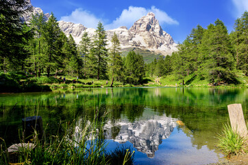 Blue Lake mit Blick auf das Matterhorn, Aostatal, Italy - obrazy, fototapety, plakaty