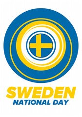 Obraz premium Sweden National Day. Celebrated annually on June 6 in Sweden. Happy national holiday of freedom. Swedish flag. Northern Scandinavian country. Patriotic poster design. Vector illustration