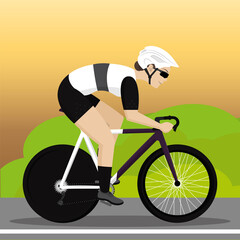 Woman riding bicycle Professional cyclist Cycling Vector illustration