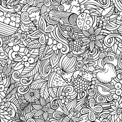 Cartoon doodles Summer seamless pattern.