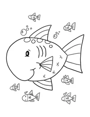 Gordijnen Leuke vis kleurboek pagina vectorillustratie kunst © Blue Foliage
