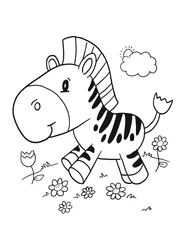 Cercles muraux Dessin animé Cute Animals Zebra Coloring Book Page Vector Illustration Art