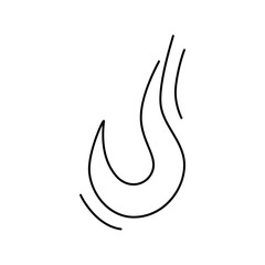 Abstract linear design element on white background. Logo of  flame, fire, or drop tongue. Mono line drawing. Vector illustration