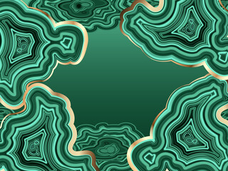 Abstract background with malachite and gold with copy space