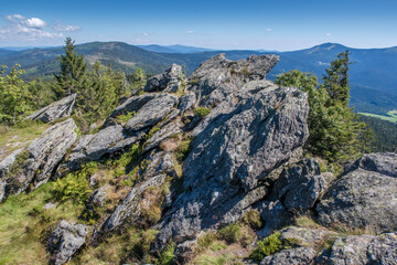 landscape in the mountains, peak with rock - Germany, Nationalpark Bayerischer Wald