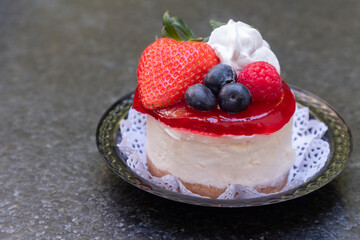 Mini cakes close up deserts in a garden