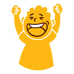 Man with happy emotion. Happy smiling emoji avatar. Portrait of a jubilant person. Cartoon style. Flat design vector illustration.
