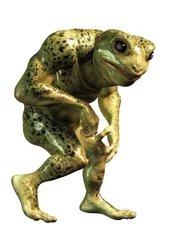 Fotobehang A mutant frogman stands before you: half frog and half human, this humanoid green slimy creature looks like something staight out of a horror movie. 3D Rendering © Daniel Eskridge