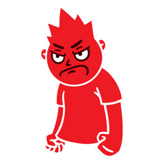 Man with angry emotion. Mad emoji avatar. Portrait of a grumpy person. Cartoon style. Flat design vector illustration.