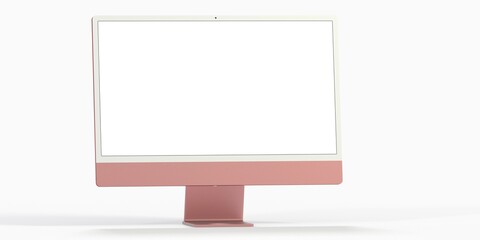 Computer display with blank white screen 3d.