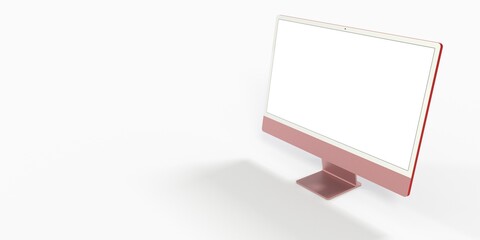 Computer display with blank white screen 3d.